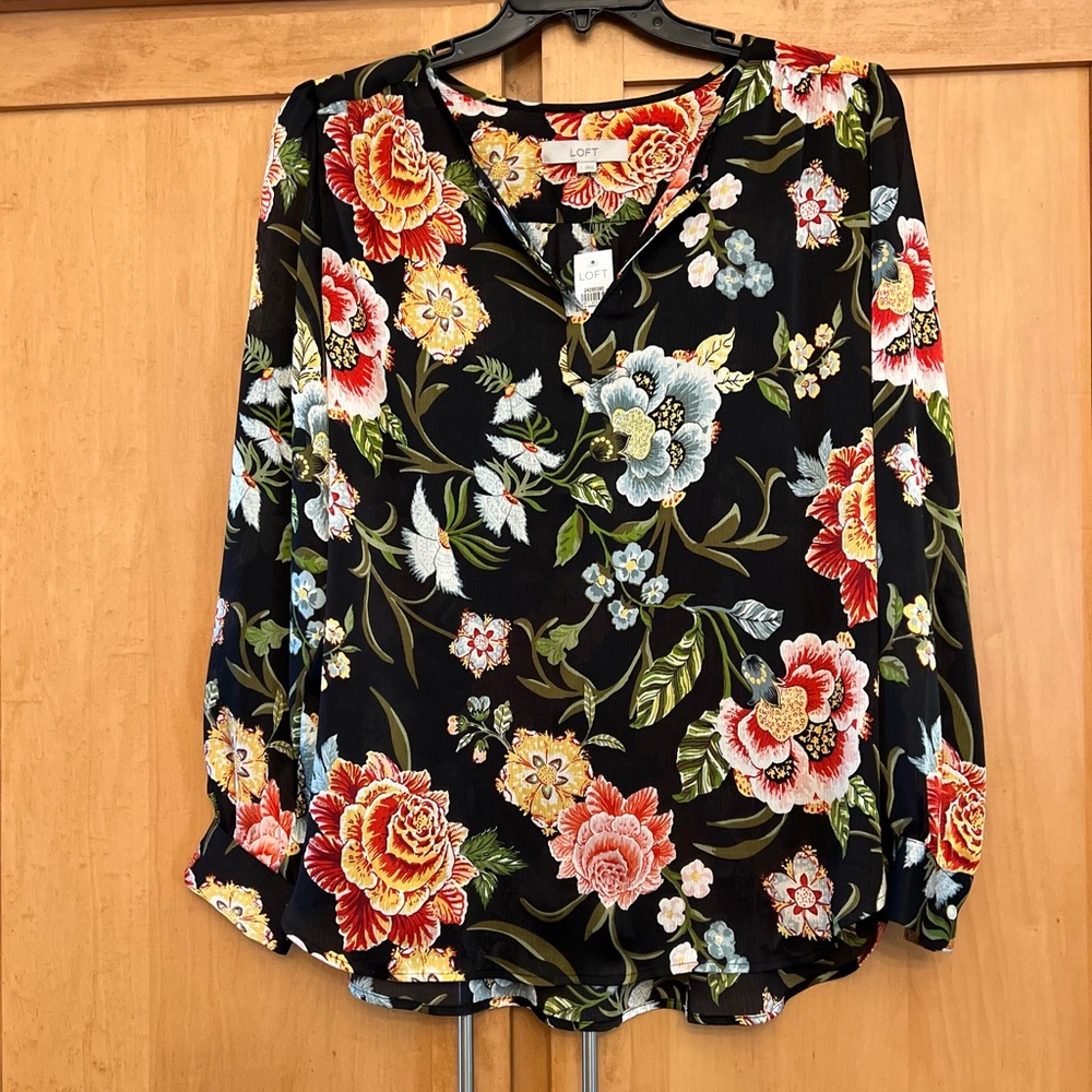 Floral Black Blouse by Loft